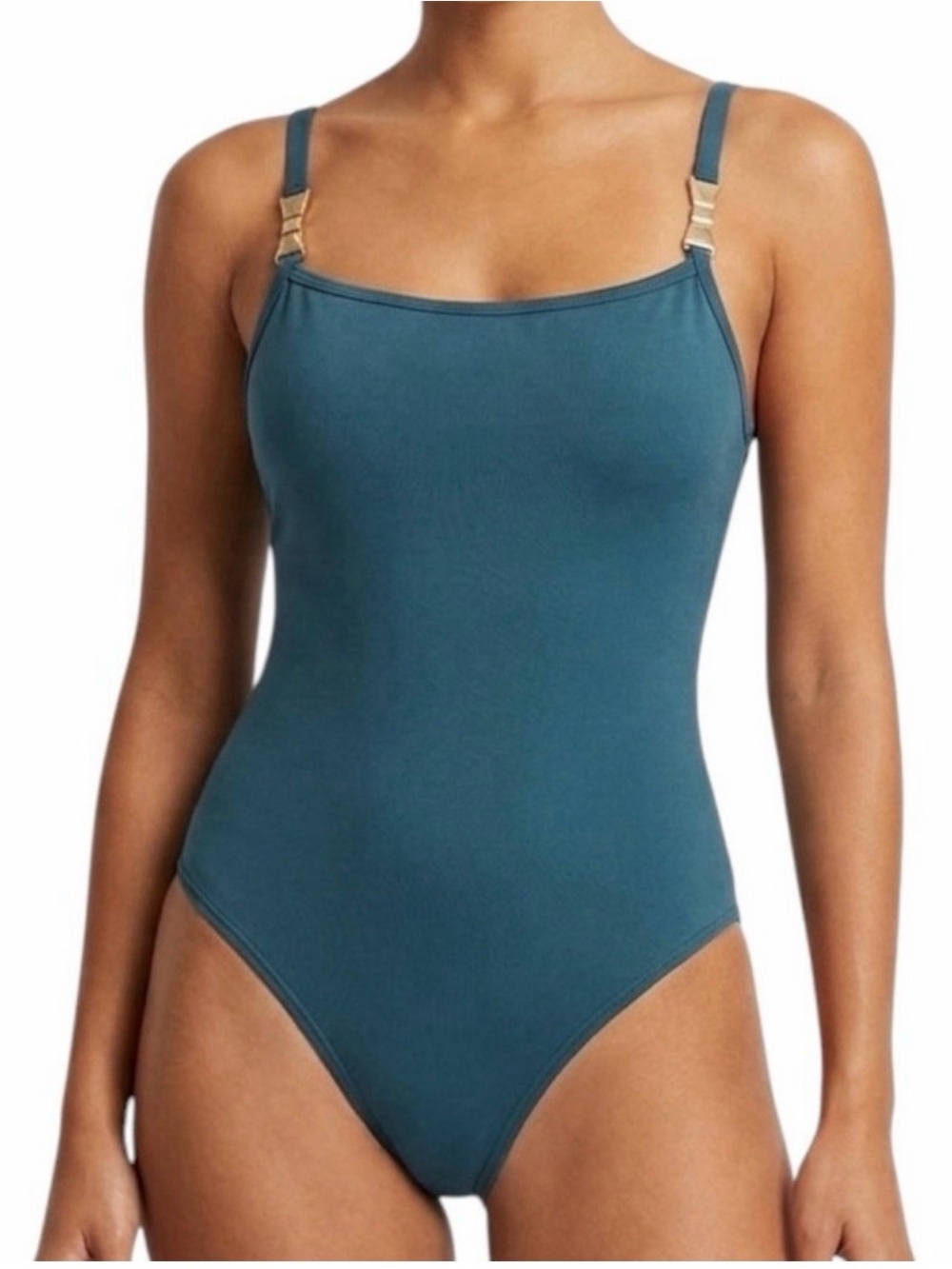 kate spade Teal Square-Neck One-Piece Swimsuit